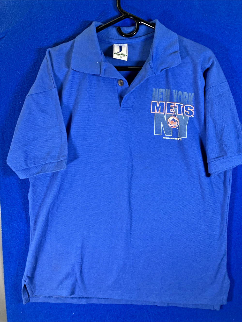 Vintage New York Mets Polo Shirt Blue Jostens Sportswear Size Large MLB Baseball